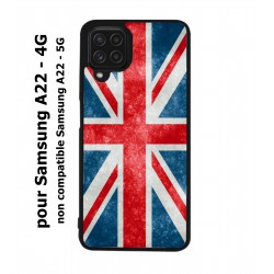 Coque noire pour Samsung Galaxy A22 - 4G Drapeau Royaume uni - United Kingdom Flag
