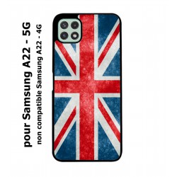 Coque noire pour Samsung Galaxy A22 - 5G Drapeau Royaume uni - United Kingdom Flag