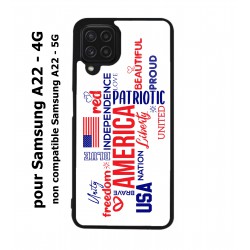 Coque noire pour Samsung Galaxy A22 - 4G USA lovers - drapeau USA - patriot