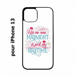 Coque noire pour iPhone 13 Kiss me now Midnight is past my Bedtime amour embrasse-moi