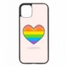 Coque noire pour iPhone 13 Rainbow hearth LGBT - couleur arc en ciel Coeur LGBT