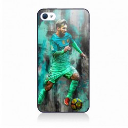 Coque noire pour iPhone 13 Lionel Messi FC Barcelone Foot vert-rouge-jaune