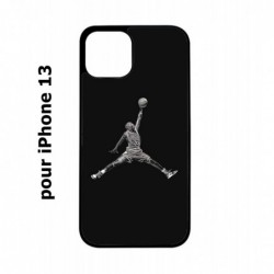 Coque noire pour iPhone 13 Michael Jordan 23 shoot Chicago Bulls Basket