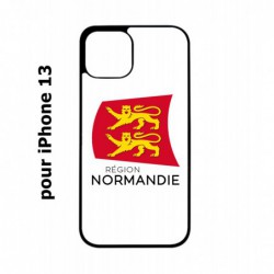 Coque noire pour iPhone 13 Logo Normandie - Écusson Normandie - 2 léopards