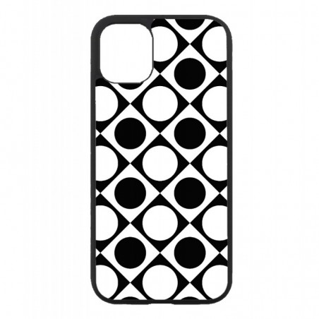 Coque noire pour iPhone 13 motif géométrique pattern noir et blanc - ronds et carrés