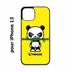 Coque noire pour iPhone 13 PANDA BOO© Bamboo à pleine dents - coque humour