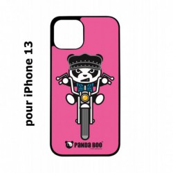 Coque noire pour iPhone 13 PANDA BOO© Moto Biker - coque humour