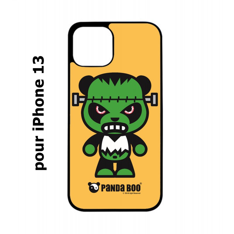 Coque noire pour iPhone 13 PANDA BOO© Frankenstein monstre - coque humour