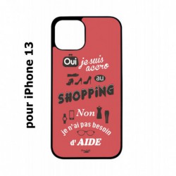 Coque noire pour iPhone 13 ProseCafé© coque Humour : OUI je suis accro au Shopping
