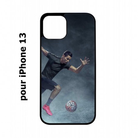 Coque noire pour iPhone 13 Cristiano Ronaldo club foot Turin Football course ballon