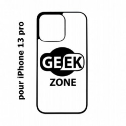 Coque noire pour iPhone 13 Pro Logo Geek Zone noir & blanc