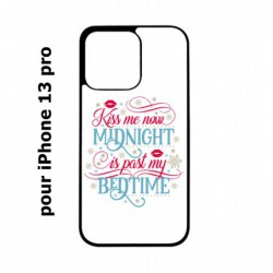 Coque noire pour iPhone 13 Pro Kiss me now Midnight is past my Bedtime amour embrasse-moi