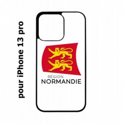 Coque noire pour iPhone 13 Pro Logo Normandie - Écusson Normandie - 2 léopards