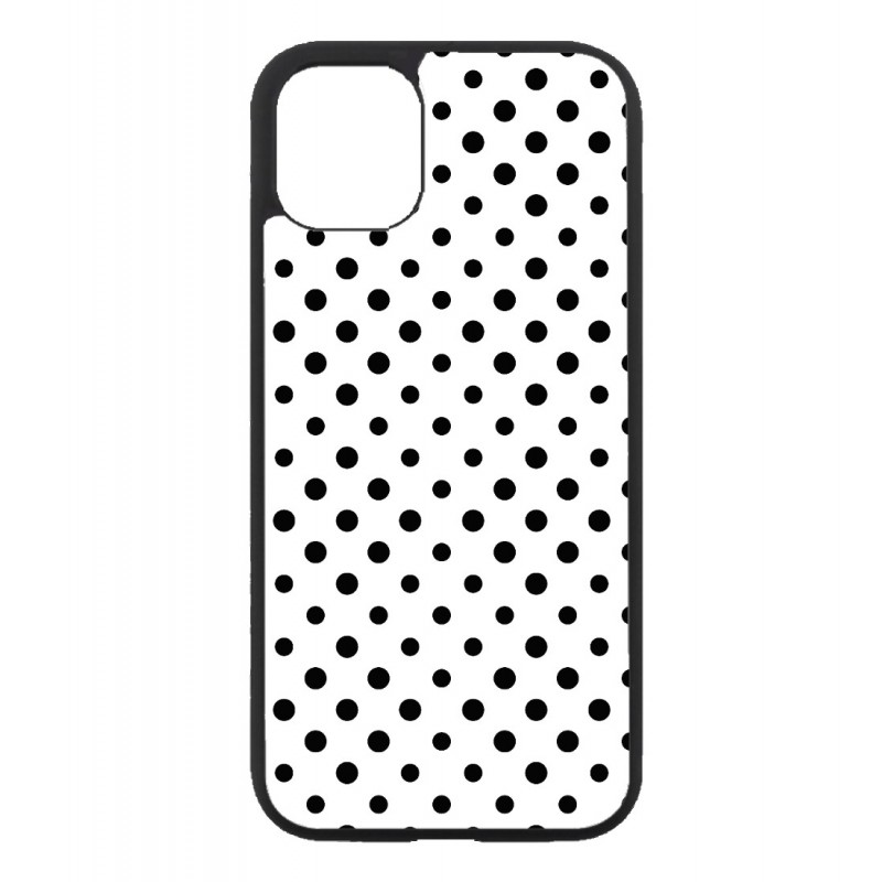 Coque noire pour iPhone 13 Pro motif géométrique pattern noir et blanc - ronds noirs