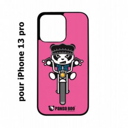 Coque noire pour iPhone 13 Pro PANDA BOO© Moto Biker - coque humour