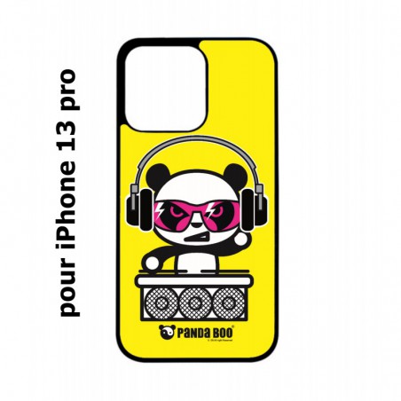 Coque noire pour iPhone 13 Pro PANDA BOO© DJ music - coque humour