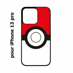 Coque noire pour iPhone 13 Pro rond noir sur fond rouge et blanc