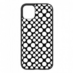 Coque noire pour Iphone 13 PRO MAX motif géométrique pattern noir et blanc - ronds blancs