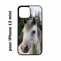 Coque noire pour iPhone 13 mini Coque cheval blanc - tête de cheval