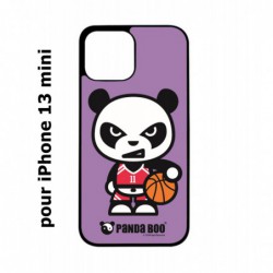 Coque noire pour iPhone 13 mini PANDA BOO© Basket Sport Ballon - coque humour