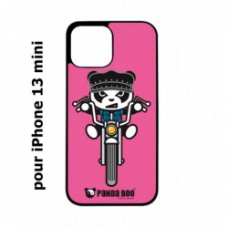 Coque noire pour iPhone 13 mini PANDA BOO© Moto Biker - coque humour