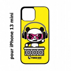 Coque noire pour iPhone 13 mini PANDA BOO© DJ music - coque humour