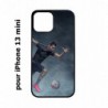 Coque noire pour iPhone 13 mini Cristiano Ronaldo club foot Turin Football course ballon