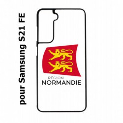 Coque noire pour Samsung S21 FE Logo Normandie - Écusson Normandie - 2 léopards