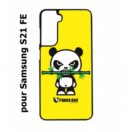 Coque noire pour Samsung S21 FE PANDA BOO© Bamboo à pleine dents - coque humour