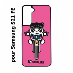 Coque noire pour Samsung S21 FE PANDA BOO© Moto Biker - coque humour