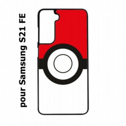 Coque noire pour Samsung S21 FE rond noir sur fond rouge et blanc