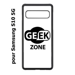Coque noire pour Samsung Galaxy S10 5G Logo Geek Zone noir & blanc