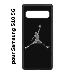 Coque noire pour Samsung Galaxy S10 5G Michael Jordan 23 shoot Chicago Bulls Basket
