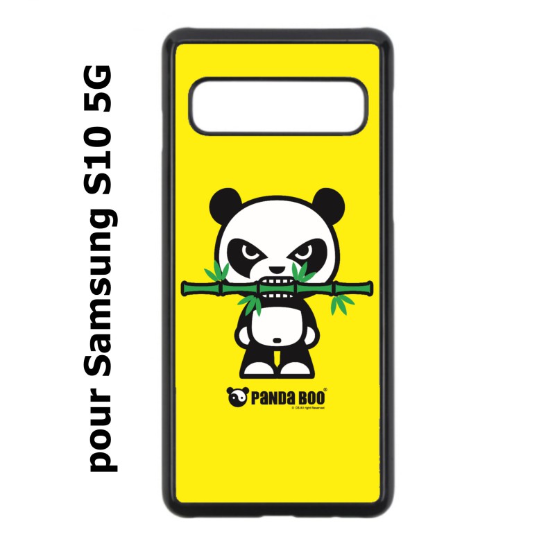 Coque noire pour Samsung Galaxy S10 5G PANDA BOO© Bamboo à pleine dents - coque humour
