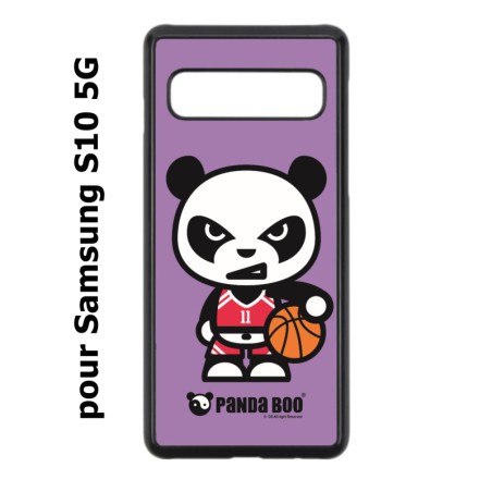 Coque noire pour Samsung Galaxy S10 5G PANDA BOO© Basket Sport Ballon - coque humour