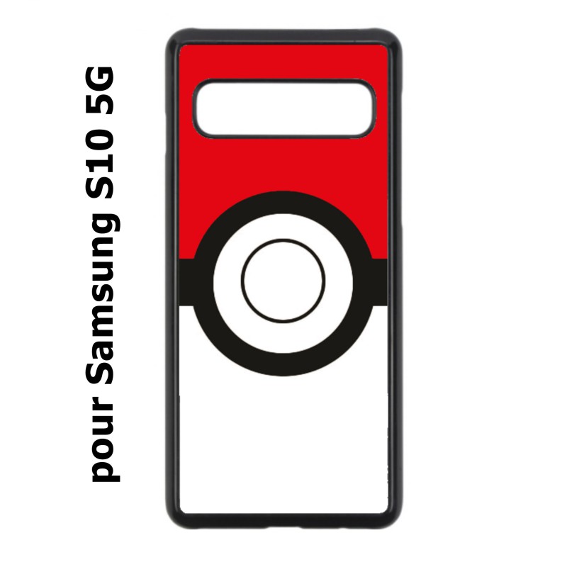 Coque noire pour Samsung Galaxy S10 5G rond noir sur fond rouge et blanc