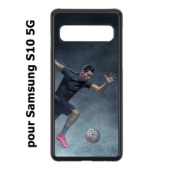 Coque noire pour Samsung Galaxy S10 5G Cristiano Ronaldo club foot Turin Football course ballon