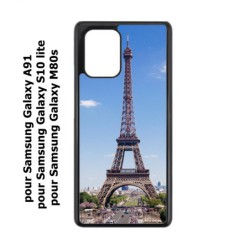 Coque noire pour Samsung Galaxy A91 Tour Eiffel Paris France