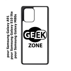 Coque noire pour Samsung Galaxy A91 Logo Geek Zone noir & blanc