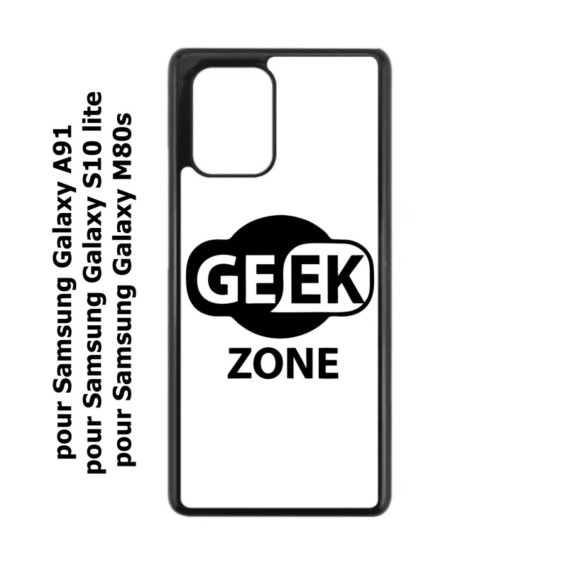 Coque noire pour Samsung Galaxy A91 Logo Geek Zone noir & blanc