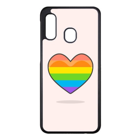 Coque noire pour Samsung Galaxy A91 Rainbow hearth LGBT - couleur arc en ciel Coeur LGBT