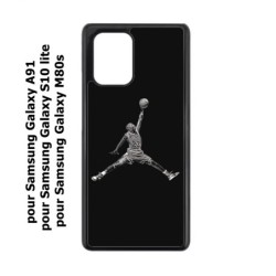 Coque noire pour Samsung Galaxy A91 Michael Jordan 23 shoot Chicago Bulls Basket
