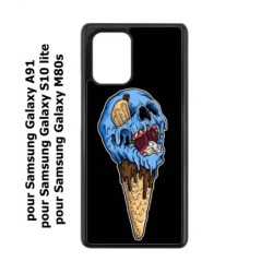 Coque noire pour Samsung Galaxy A91 Ice Skull - Crâne Glace - Cône Crâne - skull art