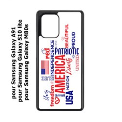 Coque noire pour Samsung Galaxy A91 USA lovers - drapeau USA - patriot