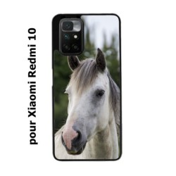 Coque noire pour Xiaomi Redmi 10 Coque cheval blanc - tête de cheval
