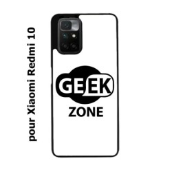 Coque noire pour Xiaomi Redmi 10 Logo Geek Zone noir & blanc