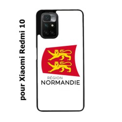 Coque noire pour Xiaomi Redmi 10 Logo Normandie - Écusson Normandie - 2 léopards