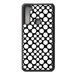 Coque noire pour Xiaomi Redmi 10 motif géométrique pattern noir et blanc - ronds blancs