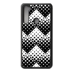 Coque noire pour Xiaomi Redmi 10 motif géométrique pattern noir et blanc - ronds carrés noirs blancs