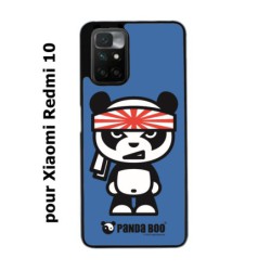 Coque noire pour Xiaomi Redmi 10 PANDA BOO© Banzaï Samouraï japonais - coque humour